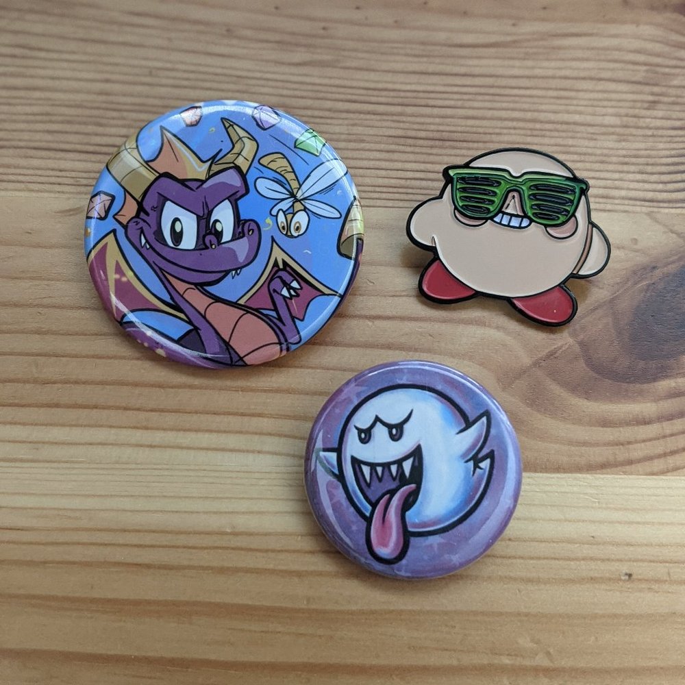Video Game Pins - Kirby, Boo, Spyro the Dragon